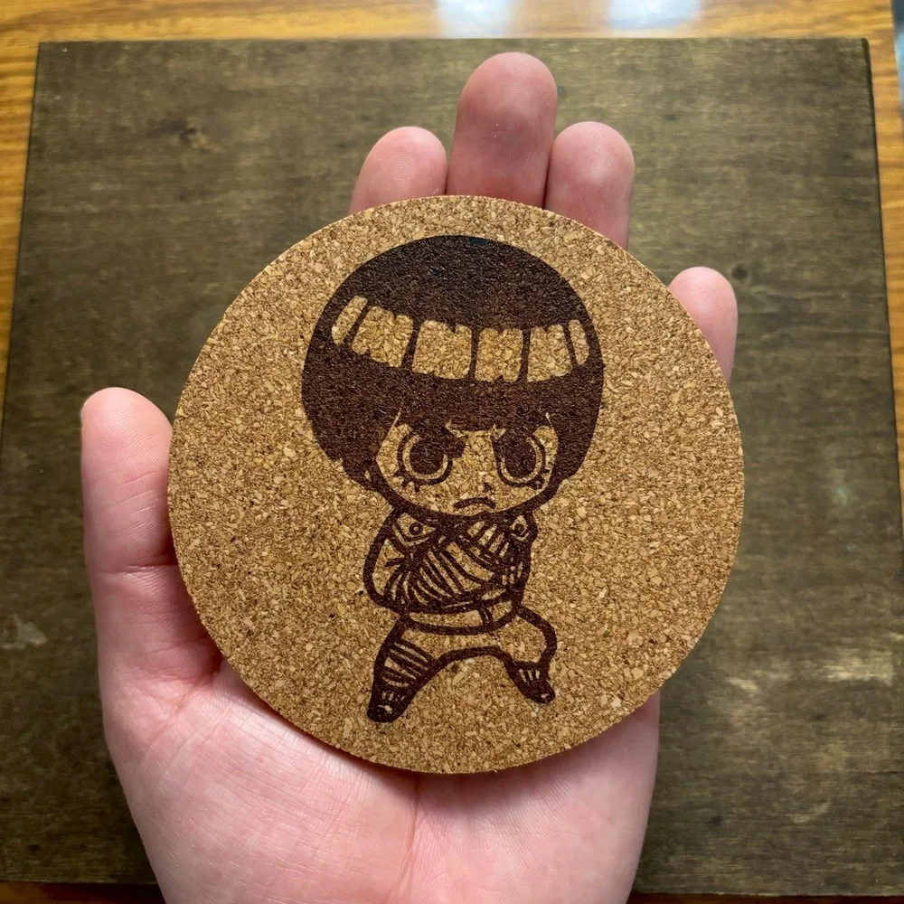 Naruto Rock Lee Chibi Style Laser Engraved Cork Coaster